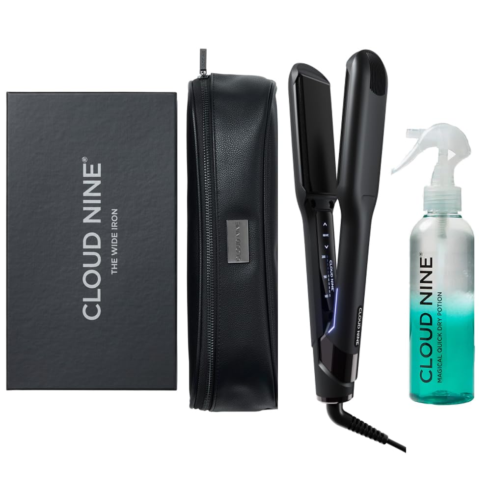 Cloud Nine The Wide Iron Glätteisen Schwarz – Haarglätter mit breiten Sericite-Platten, Revive Mode & 11 Temperatureinstellungen (100–200 °C) – Für gesundes Styling von dickem & langem Haar