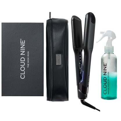 Cloud Nine The Wide Iron Glätteisen Schwarz – Haarglätter mit breiten Sericite-Platten, Revive Mode & 11 Temperatureinstellungen (100–200 °C) – Für gesundes Styling von dickem & langem Haar