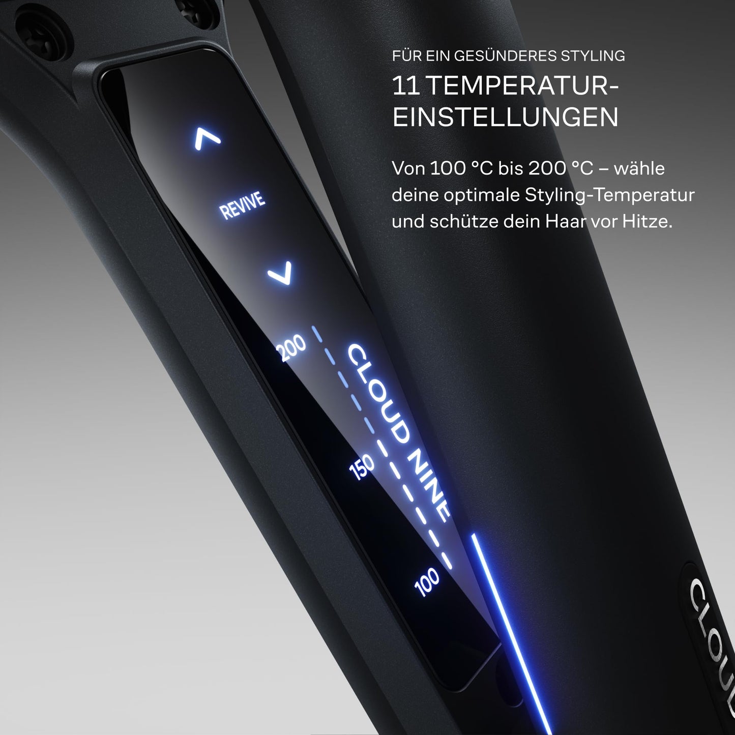 Cloud Nine The Wide Iron Glätteisen Schwarz – Haarglätter mit breiten Sericite-Platten, Revive Mode & 11 Temperatureinstellungen (100–200 °C) – Für gesundes Styling von dickem & langem Haar