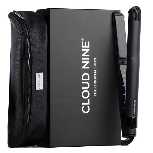 CLOUD NINE Das Original Iron Black Haarglätter-Geschenkset | Variable Temperaturregelung | Quick Heat Touch-Technologie | Schwimmende Keramikplatten | Spring Flex Styling