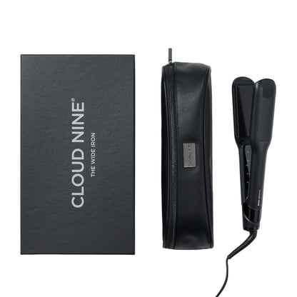 Cloud Nine The Wide Iron Glätteisen Schwarz – Haarglätter mit breiten Sericite-Platten, Revive Mode & 11 Temperatureinstellungen (100–200 °C) – Für gesundes Styling von dickem & langem Haar
