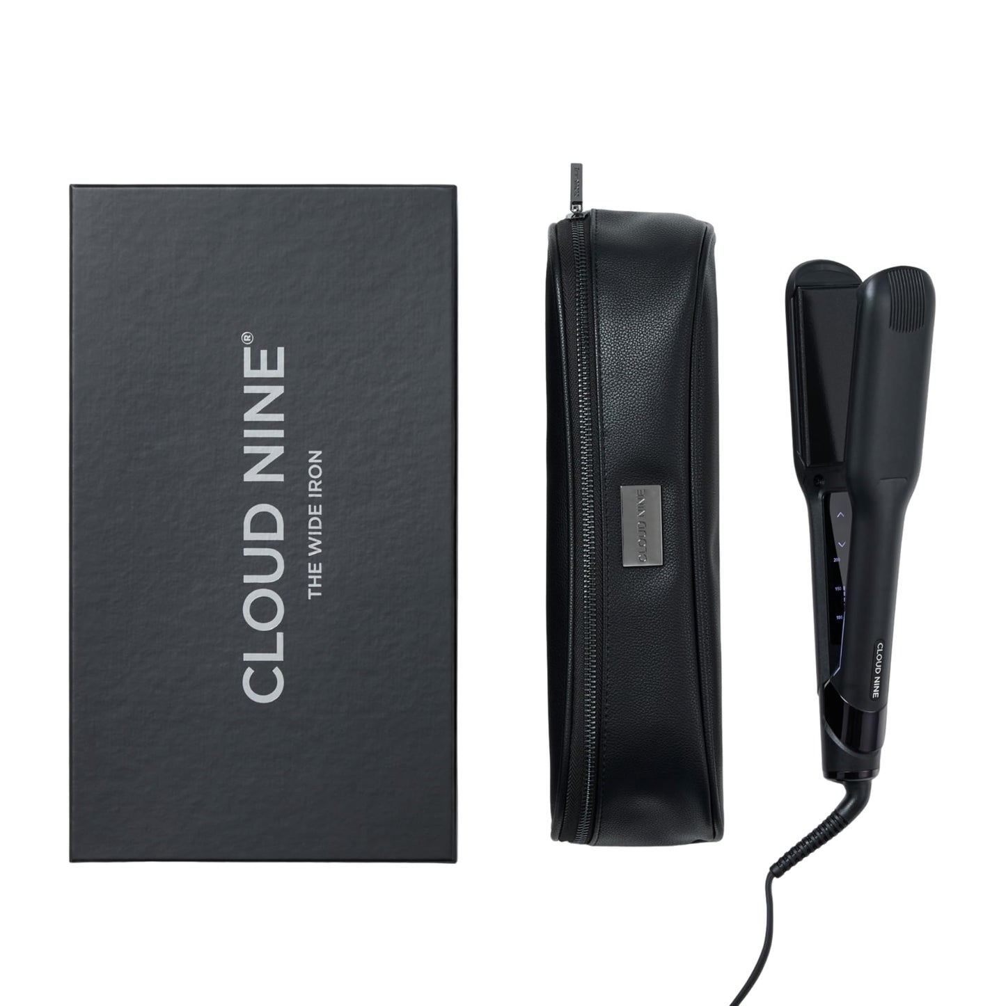 Cloud Nine The Wide Iron Glätteisen Schwarz – Haarglätter mit breiten Sericite-Platten, Revive Mode & 11 Temperatureinstellungen (100–200 °C) – Für gesundes Styling von dickem & langem Haar