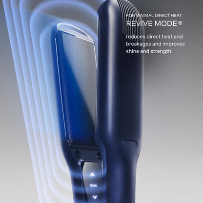 CLOUD NINE Der breite Haarglätter Blau | Variable Temperaturregelung | Revive-Modus Mineralienangereicherte Platten | Digitalanzeige 360°-Drehkabel | Schutzvorrichtung